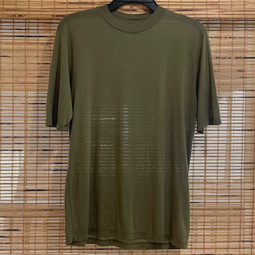 Army green J. Crew short-sleeve shirt
